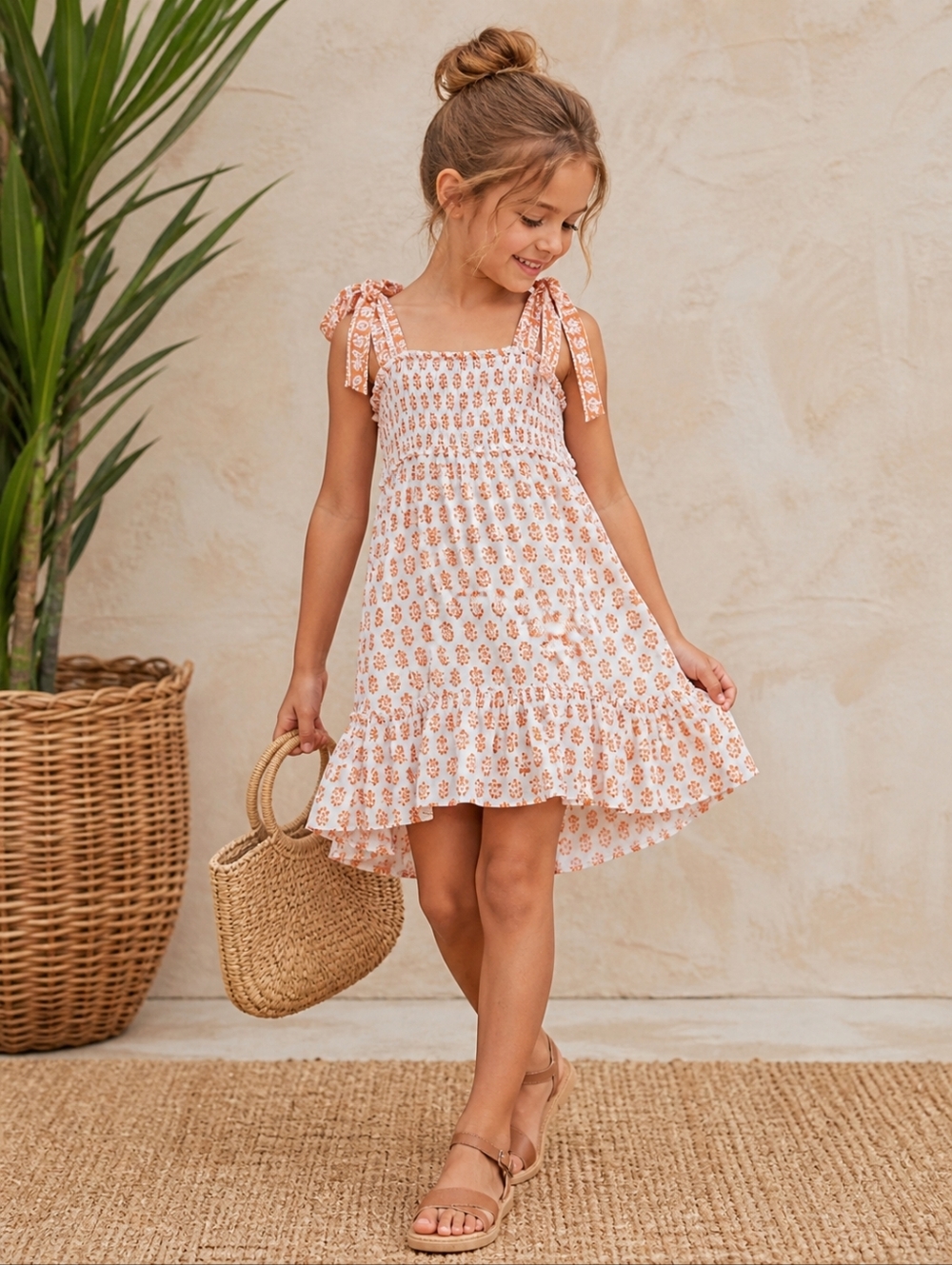 Blu Pepper Orange and White Girls Dress Size Small